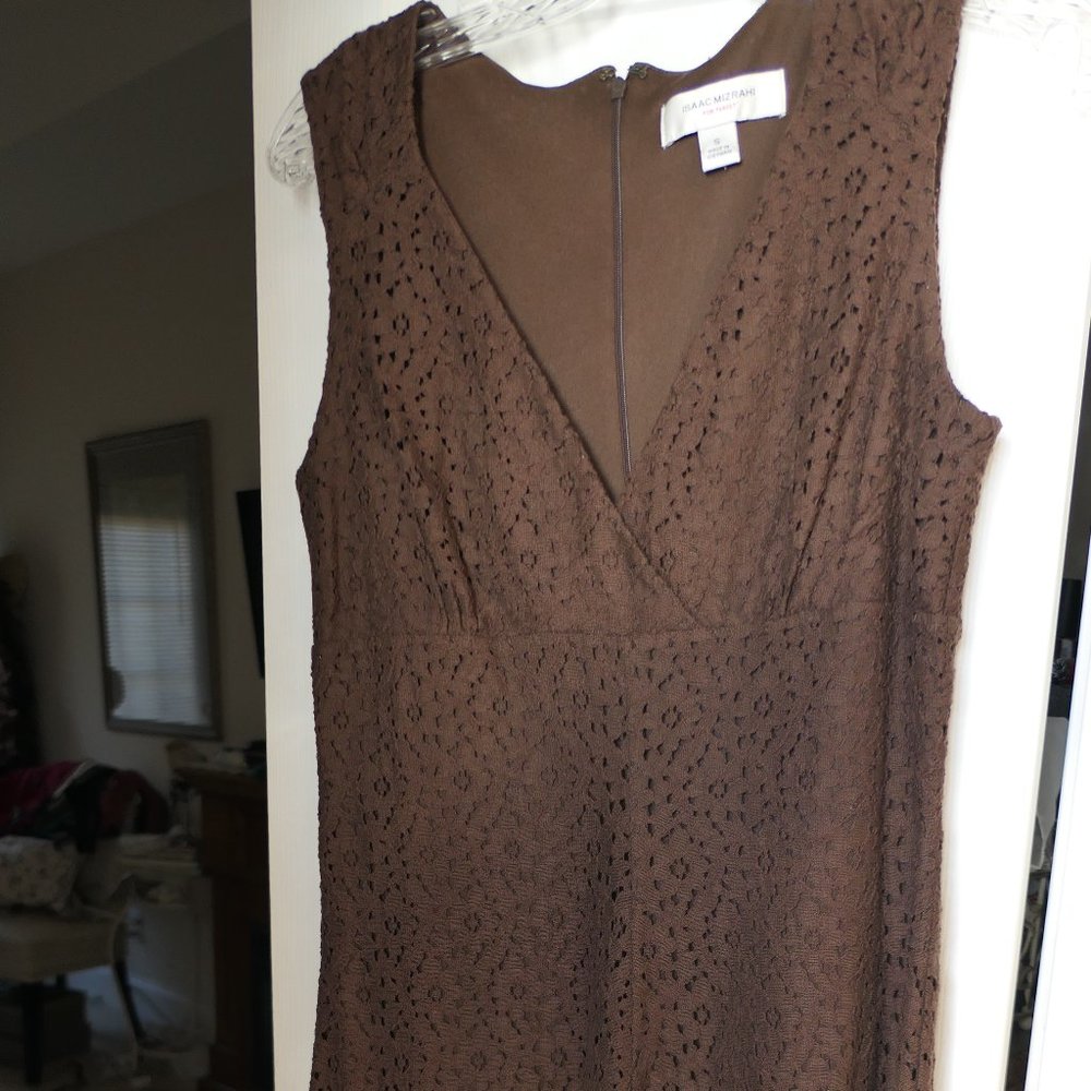 Brown Lace Sleeveless Dress